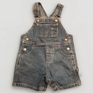 BABY GAP Faded Denim Short Overalls in Blue Y2K Vintage